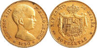 Spain 20 Pesetas 1890 Gold 20 Pesetas Spain, Alfonso XIII -
