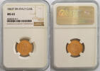 Italy 10 Lire 1863 Gold 10 Lire, Italy, Victor Emmanuel II, NGC MS-63 -