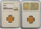 Italy 10 Lire 1863 Gold 10 Lire, Italy, Victor Emmanuel II, NGC MS-63 -