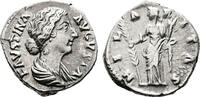 Roman Empire Denarius Faustina Junior, Augusta. Hilaritas Standing. Lightly Toned. -