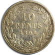 10 Cents Netherlands Wilhelmina I Silver 1898  15mm KM# 119 (4772) Uncertified