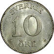 10 Öre SWEDEN Gustaf V Silver 1919 W  UNC TONED KM# 780 (21 908)