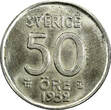 Sweden Gustaf VI Silver 1952 TS 50 Ore 1st Year Type KEY DATE UNC KM# 825 (005)