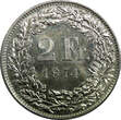 2 Francs SWITZERLAND Copper-Nickel 1974  PROOF LIKE FLASHY KM# 21a.1 (23 363)