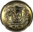 25 Centavos DOMINICAN REPUBLIC 1972  NGC MS64+ GEM Mintage-800,000 KM# 20a.1 (32)