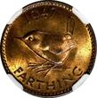 United Kingdom 1947 Farthing 1947 Great Britain George VI Bronze  NGC MS64 RB KM# 843 (076)