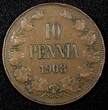 Finland Nicholas II Copper 1908 10 Penniä Mintage-320,000 KM# 14 (27 150) Uncertified