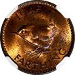 United Kingdom 1945 Farthing 1945 Great Britain George VI Bronze  NGC MS64 RB RED TONING KM# 843 (40)