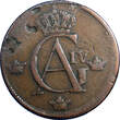 1 Skilling Sweden Copper 1802  Overstruck on 2 Ore S.M.(1743-1768) KM#566 (4859) Uncertified