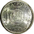 10 Escudos ANGOLA Portuguese Colony Silver 1955  NGC MS63 KM# 73 (002)