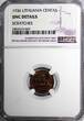 1 Centas Lithuania Bronze 1936  NGC UNC DETAILS1 YEAR TYPE KM# 79 (069)