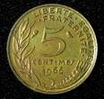 5 Centimes FRANCE Aluminum-Bronze 1966  1st Year Type RAINBOW UNC KM# 933 (90)