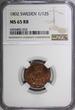 1/12 Skilling SWEDEN Gustaf IV Adolf 1802  NGC MS65 RB RED! TOP GRADED! KM#563(3)