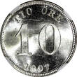 SWEDEN Oscar II Silver 1907 EB 10 Ore 1 YEAR TYPE NGC MS65 GEM BU KM# 774 (013)