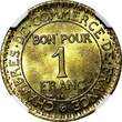 1 Franc FRANCE Aluminum-Bronze 1922  NGC UNC DET. Chamber of Commerce KM# 876 (9)