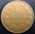 Finland Nicholas II Copper 1915 10 Penniä Mintage-420,000 KM# 14 (23 033) Uncertified