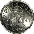United Kingdom 6 Pence GREAT BRITAIN George VI Silver 1941  NGC AU58 KM# 852 (213)