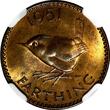 United Kingdom 1 Farthing Great Britain George VI Bronze 1951  NGC MS64 RB KM# 867 (84)