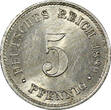 5 Pfennig Germany - Empire Wilhelm I Copper-Nickel 1889 J  UNC KM# 3 (20 078)