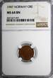 Bronze Norway Haakon VII  1947 1 Ore NGC MS64 BN TOP GRADED BY NGC KM# 367 (097)