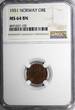 Bronze Norway Haakon VII  1951 1 Ore NGC MS64 BN TOP GRADED BY NGC KM# 367 (103)