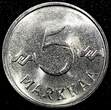 5 Markkaa Finland Nickel Plated Iron 1962  BETTER DATE UNC KM# 37a (24 092)