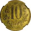 10 Centimes ALGERIA Pattern Essai Brass 1921  Double Date NGC MS64 RARE KM# TnA8