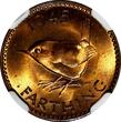 United Kingdom 1945 Farthing 1945 Great Britain George VI Bronze  NGC MS64 RB RED TONING KM# 843 (21)