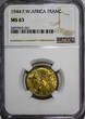 Mauritania 1 Franc French West Africa Aluminum-Bronze 1944-L  NGC MS63 Laureate Head KM2 (1)