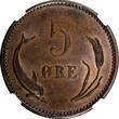 5 Øre Denmark Christian IX Bronze 1906  NGC MS62 BN KM# 794.2 (009)