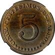 5 Centesimos Panama 1929  NGC UNC DET Toned Mintage-500,000 2 YEARS TYPE KM# 9(5)