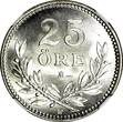 SWEDEN Gustaf V Silver 1914 W 25 Ore NGC MS65 GEM BU KM# 785 (009)