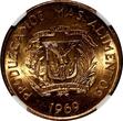 1 Centavo Dominican Republic Bronze 1969  NGC 64 RD F.A.O. RED TONING KM# 32 (02)