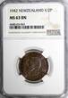 1/2 Penny New Zealand George VI Bronze 1942  NGC MS63 BN KEY DATE SCARCE KM#12(3)