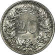 20 Rappen Switzerland 1906 B  UNC Mint Luster KM# 29 (21 396)