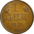 1 Öre Sweden Oscar II Bronze 1907  2 Years Type UNC/BU KM# 768 (21 923)