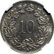 10 Rappen Switzerland Copper-Nickel 1954 B  NGC MS64 BETTER DATE KM# 27 (036)
