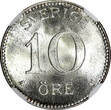 Sweden Gustaf V (1908-1950) Silver 1911 W 10 Ore NGC MS65 GEM BU KM# 780 (015)