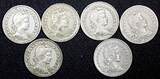100 Reis BRAZIL Copper-Nickel LOT OF 6 COINS 1918-1934  KM# 518 (24 811) Uncertified