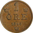 1 Öre Sweden Oscar II Bronze 1896  Extra Large letters UNC KM# 750 (21 930)