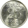 25 Öre Sweden Gustaf VI Silver 1960 TS  KEY DATE GEM BU COIN KM# 824 (22 023) Uncertified