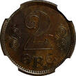 Bronze Denmark Christian X  1917 VBP GJ 2 Ore NGC MS63 BN SCARCE KM# 813.1 (241)