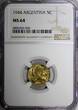 5 Centavos ARGENTINA Aluminum-Bronze 1944  NGC MS64 GEM BU COIN KM# 40 (030)
