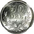SWEDEN Gustaf V Silver 1927 W 50 Ore NGC UNC DETAILS SCARCE DATE KM# 788 (101)