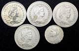200 Reis BRAZIL Copper-Nickel LOT OF 5 COINS 1920-1940  KM# 519; KM# 545 (810) Uncertified