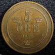 Bronze Sweden Oscar II  1877 5 Ore Mintage-514,000 SCARCE DATE KM# 736 (23 172) Uncertified