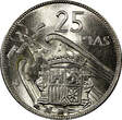 25 Pesetas Spain Francisco Franco 1957 (67)  26.5 mm UNC KM# 787 (21 418)