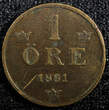 1 Öre Sweden Oscar II Bronze 1881  extra Large letters KM# 750 (22 144) Uncertified
