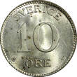 10 Öre SWEDEN Gustaf V Silver 1917 W  WWI ISSUE UNC KM# 780 (21 912)