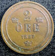 Bronze SWEDEN Oscar II  1897 EB 2 Ore Large Letters KM# 746 (23 110) Uncertified